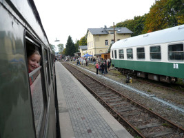 Start der Eisenbahnfahrt in Schlettau
