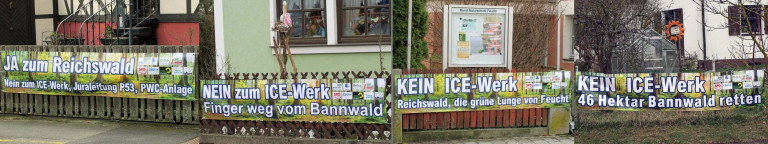 Banner gegen das geplante ICE-Werk