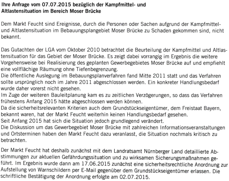 Antwort des Bürgermeisters
